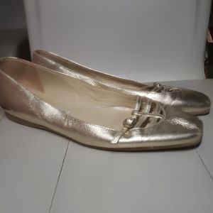 Jimmy Choo Gold Metallic Cutout Flats